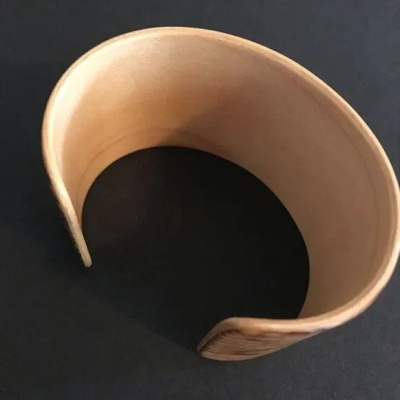 Handmade zebra wood bent veneer cuff. - Picture 5 of 7